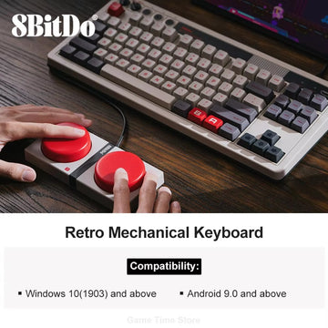 8BitDo Retro Mechanische Tastatur Bluetooth mit 87 Tasten Dual Super Programmierbare Tasten für Windows und Android